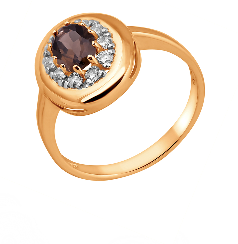 Золотое кольцо с фианитами и раухтопазами в Новосибирске