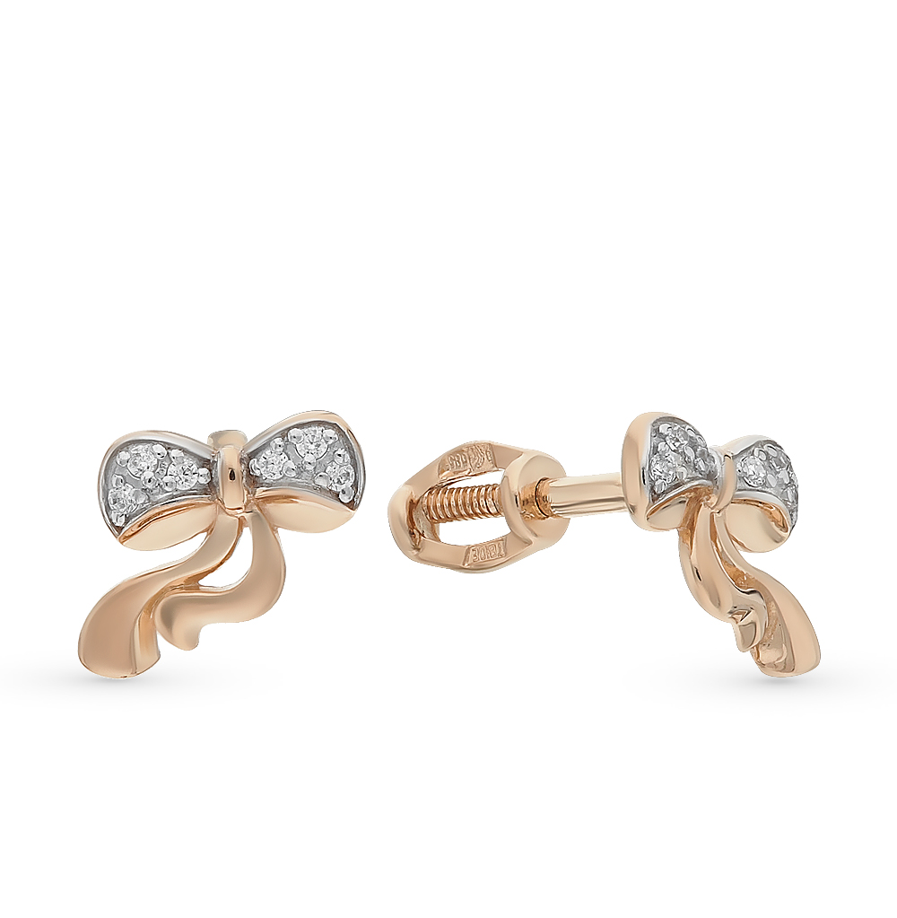 Золотые серьги с фианитами