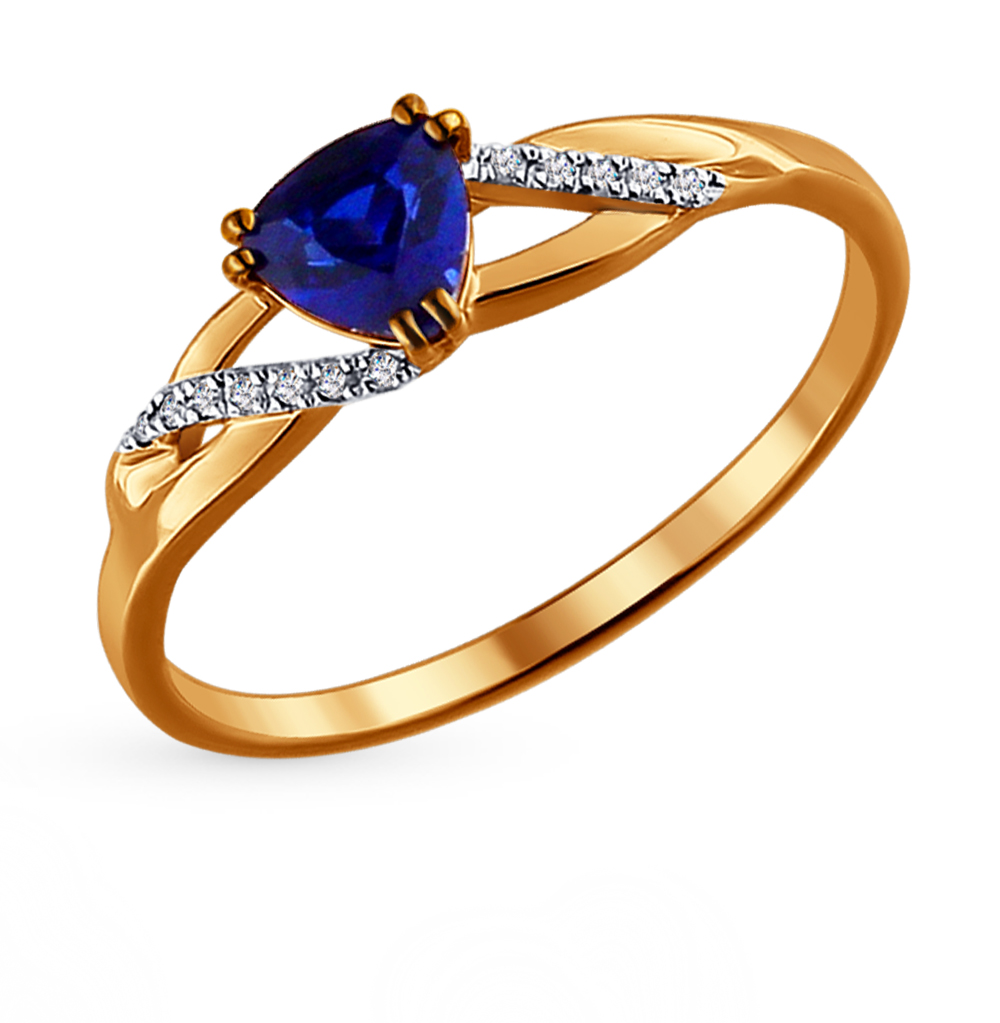 Фото «Золотое кольцо с корундом и бриллиантами SOKOLOV 2011015»