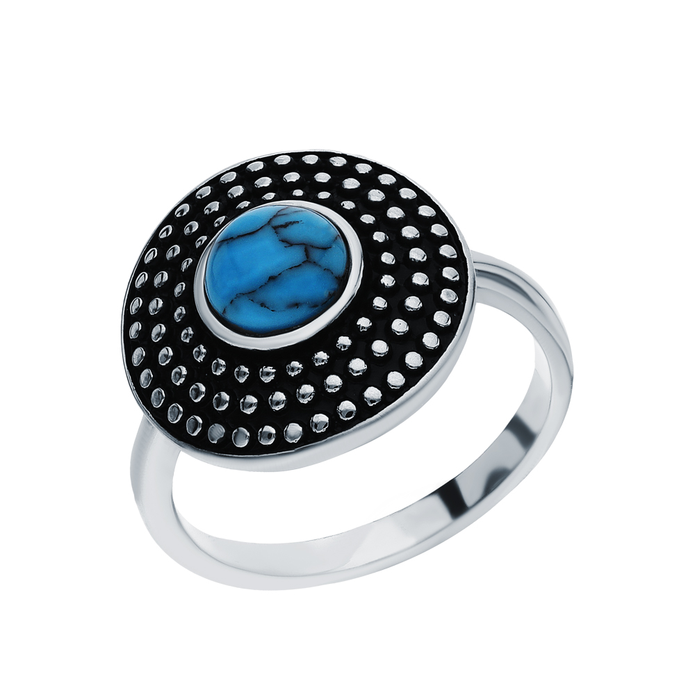 Фото «Серебряное кольцо с эмалью и алпанитом»