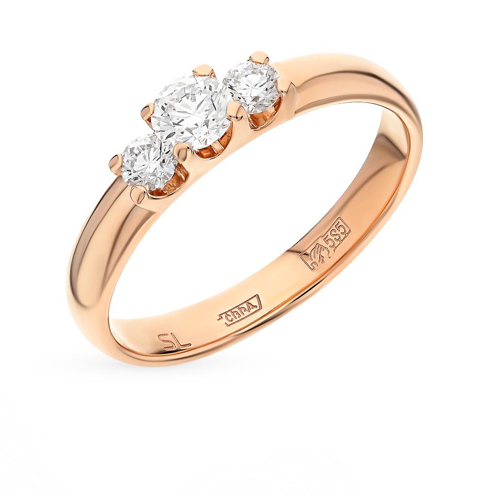 Золотое кольцо с двумя бриллиантами
