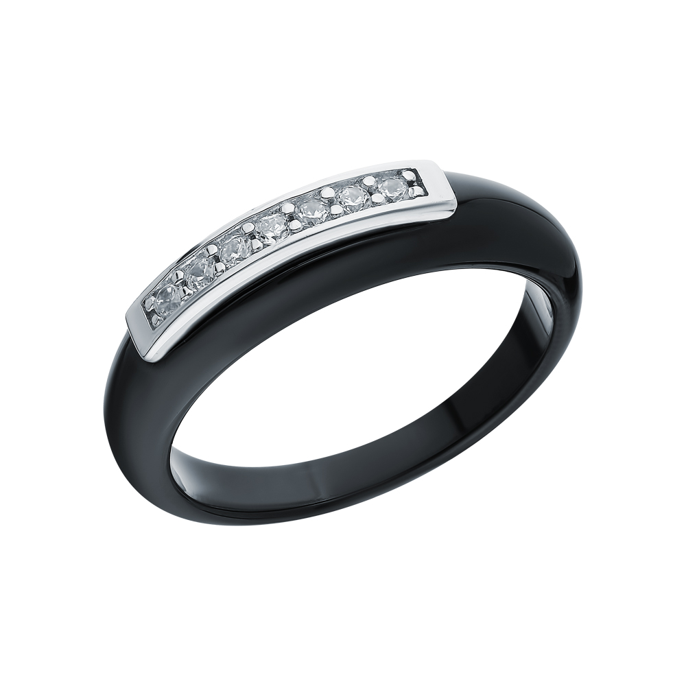 Керамическое кольцо с фианитами и серебряной вставкой в Ростовe-на-Дону