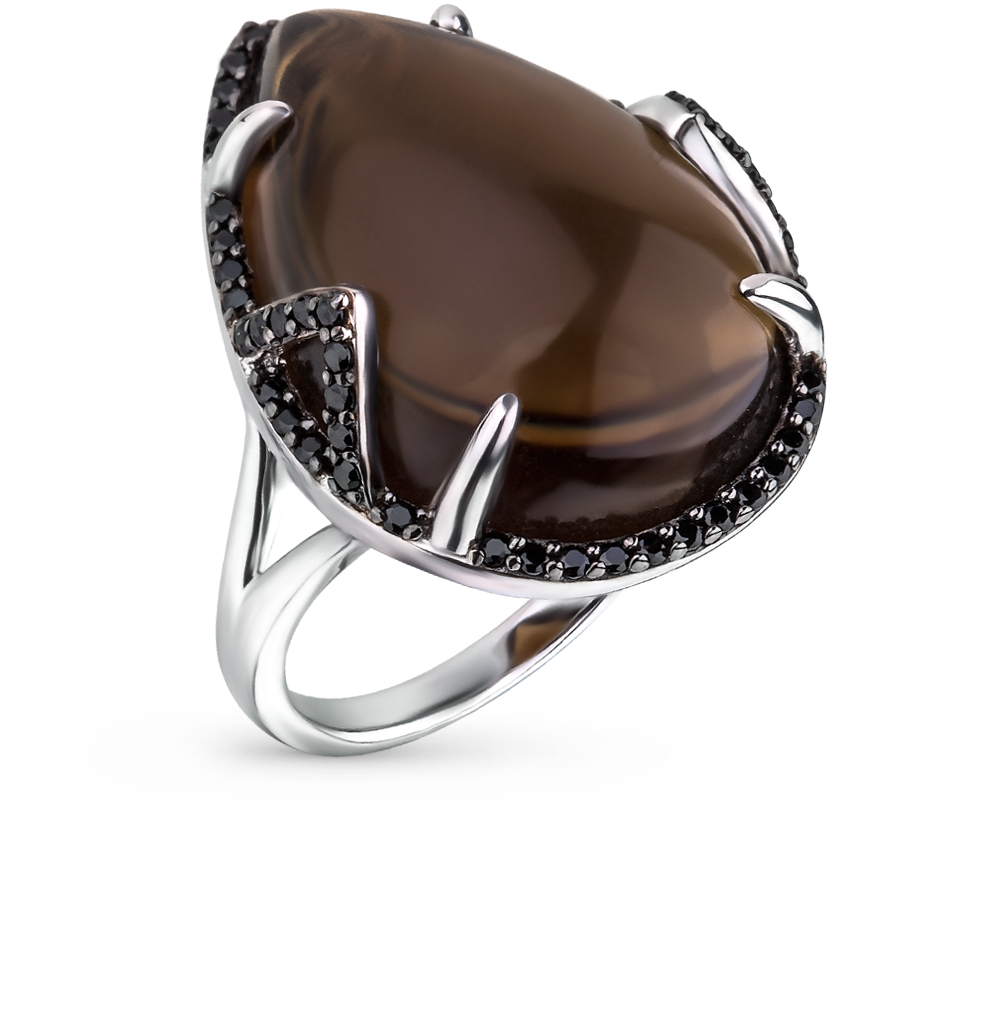 Фото «Серебряное кольцо с фианитами и раухтопазами»