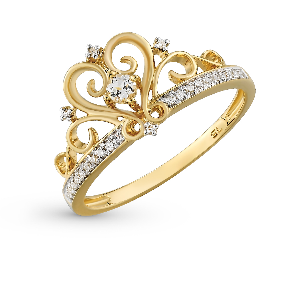 Кольцо Санлайт корона золотое