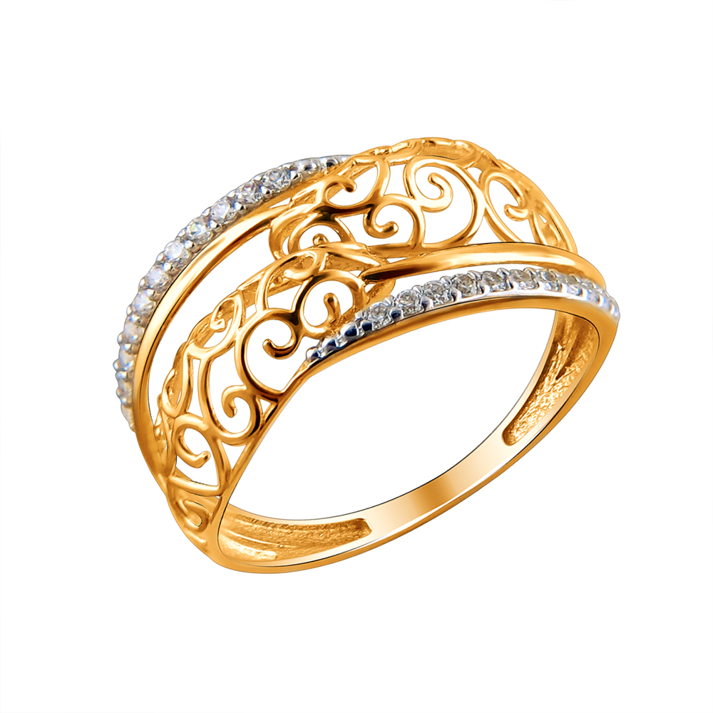 Красивые золотые кольца для девушек с камнями