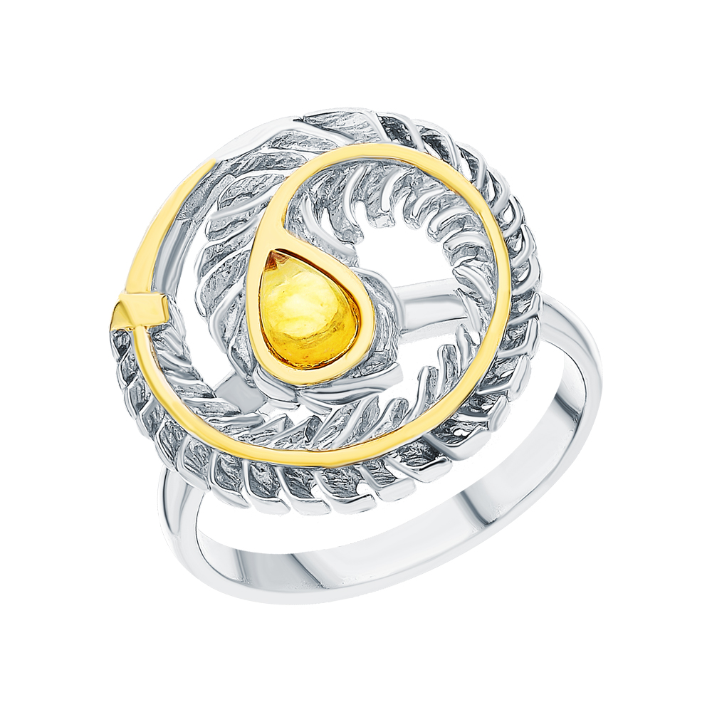 Серебряное кольцо с янтарем в Екатеринбурге