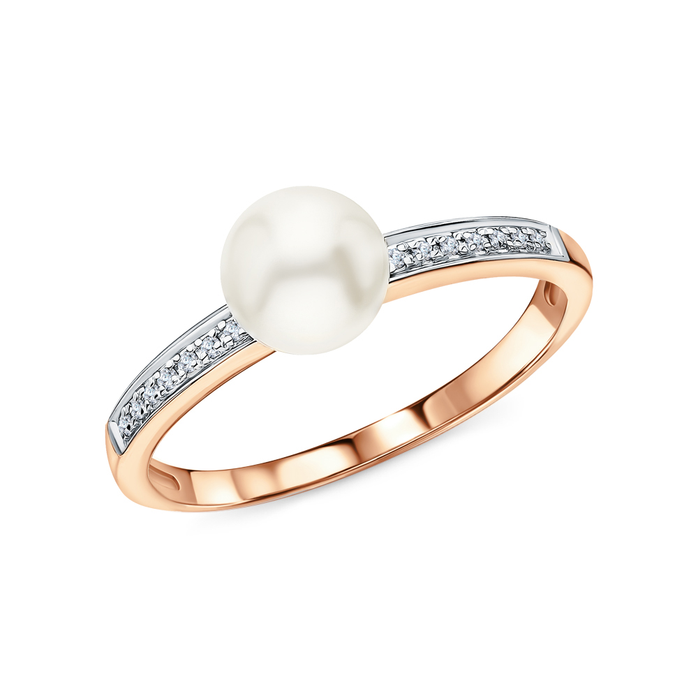 Фото «Золотое кольцо с жемчугом и бриллиантами»