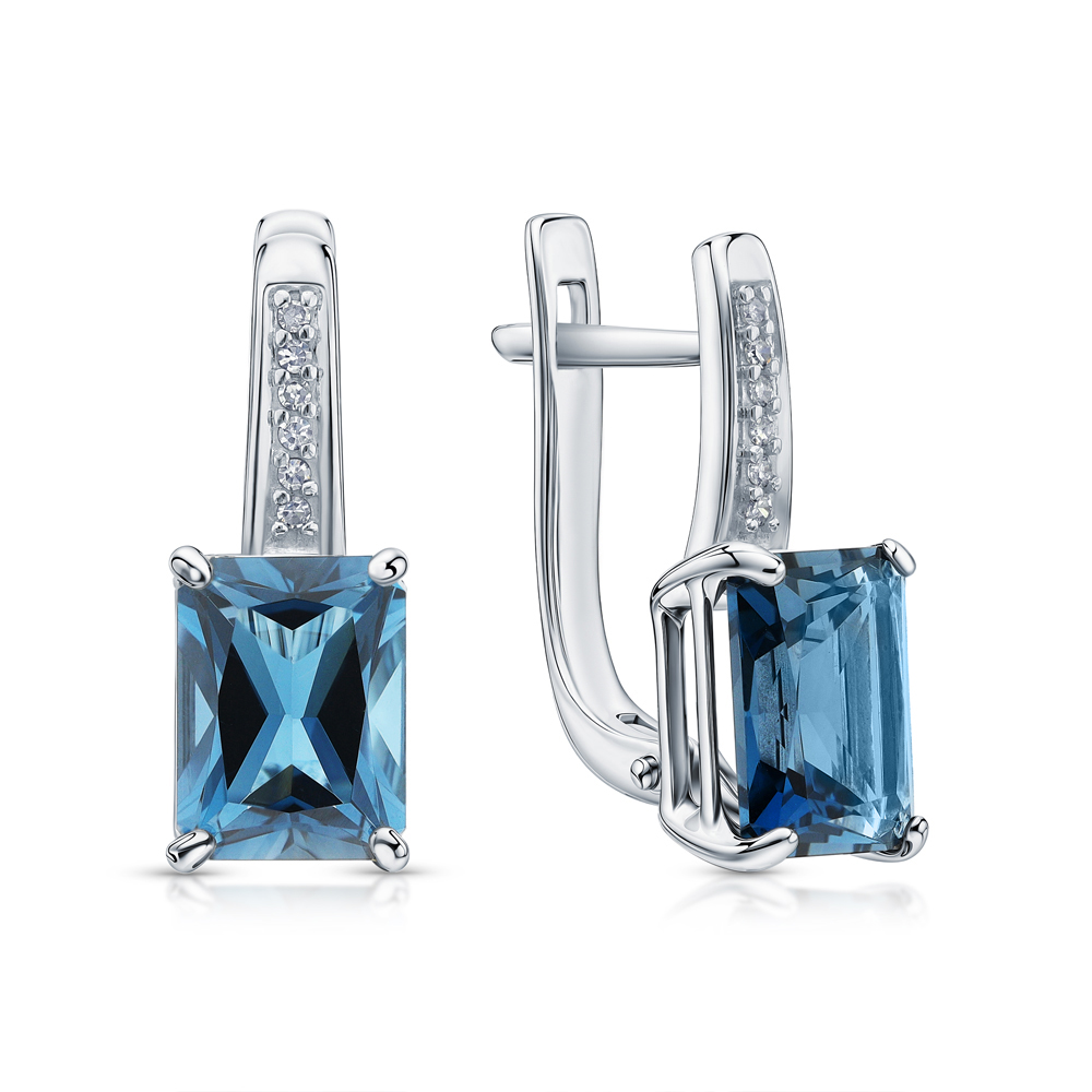 Фото «Золотые серьги с бриллиантами природными и топазами природными»