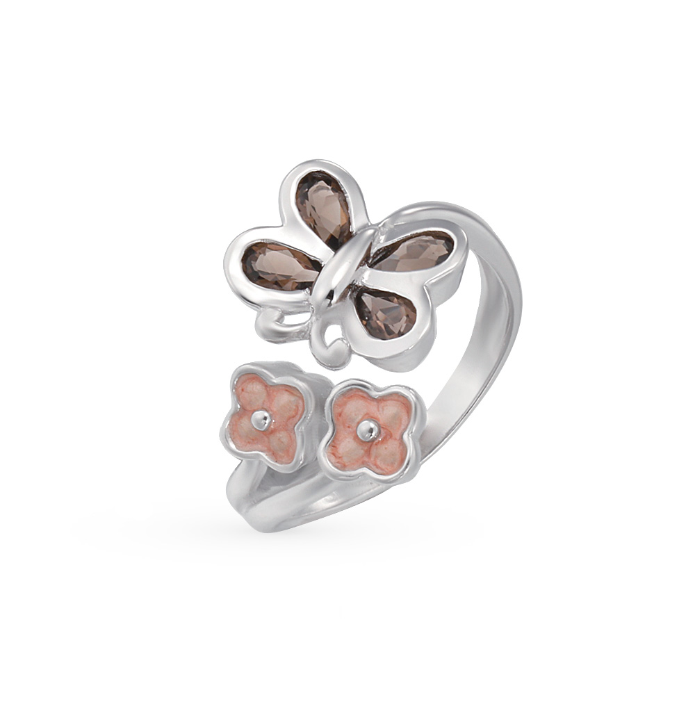 Фото «Серебряное кольцо с эмалью и раухтопазами»