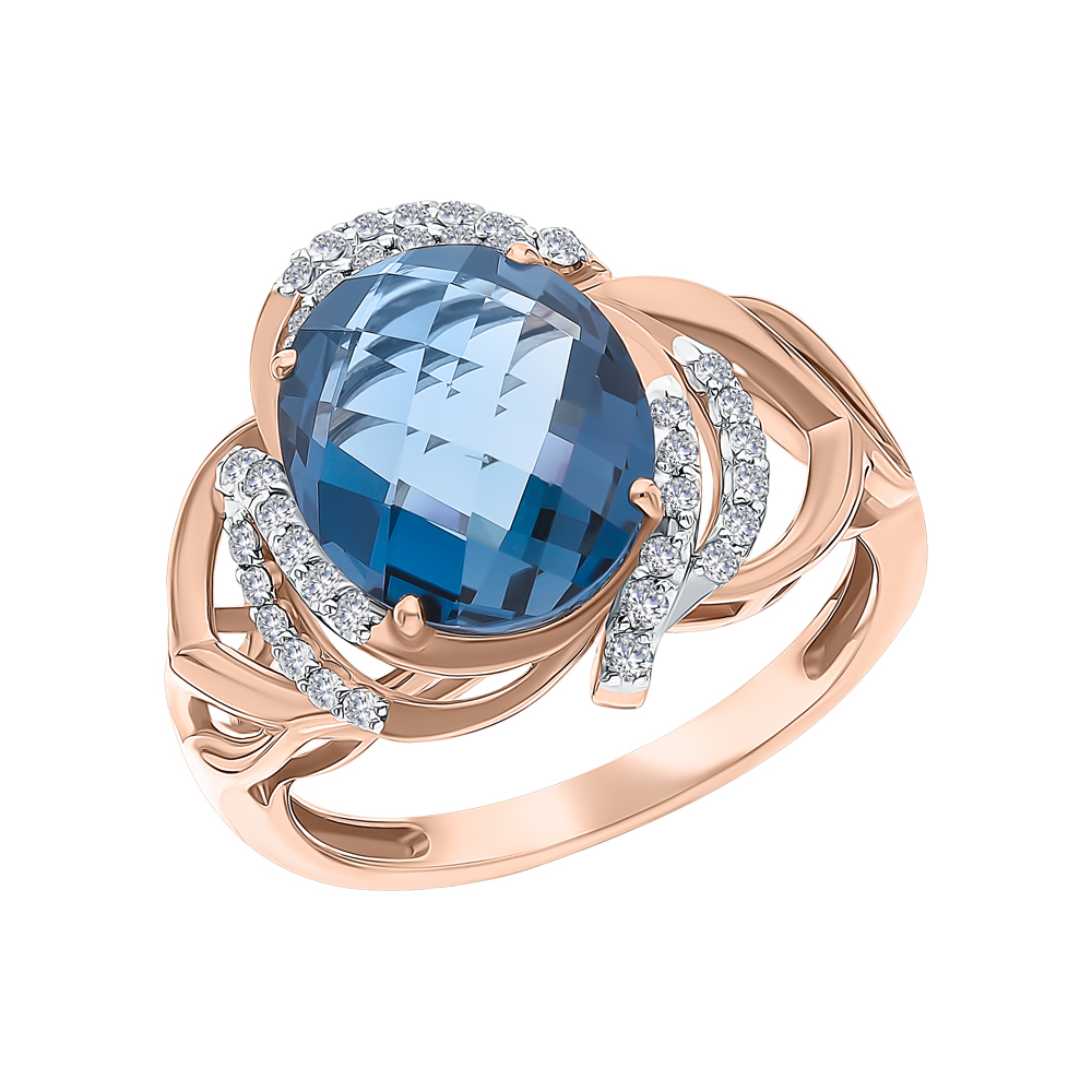 Фото «Золотое кольцо с топазами и бриллиантами»