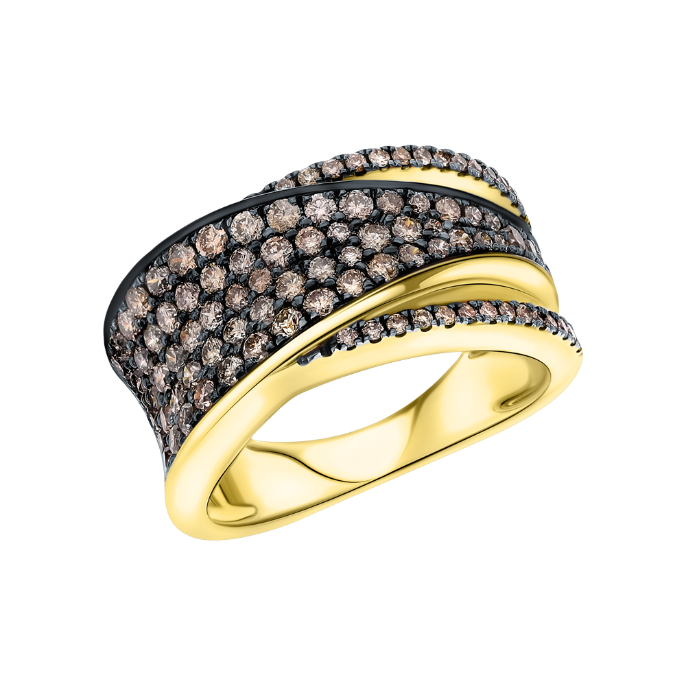 Золотое кольцо с коньячными бриллиантами в Самаре