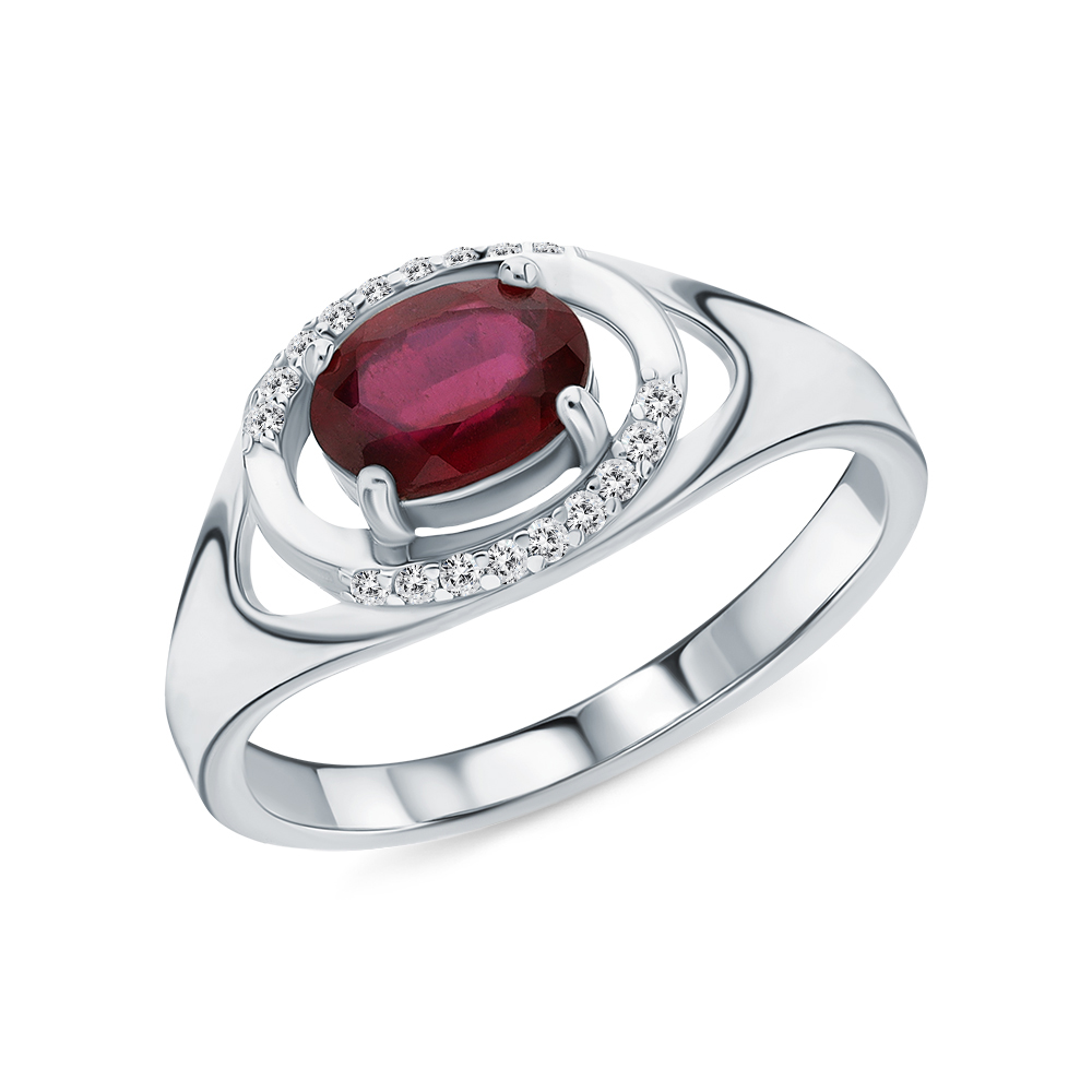Серебряное кольцо с фианитами и рубинами в Краснодаре