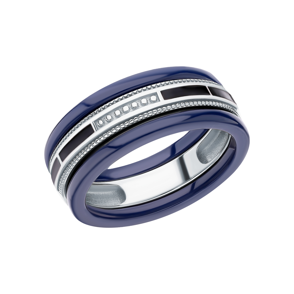 Серебряное кольцо с эмалью и керамикой в Самаре