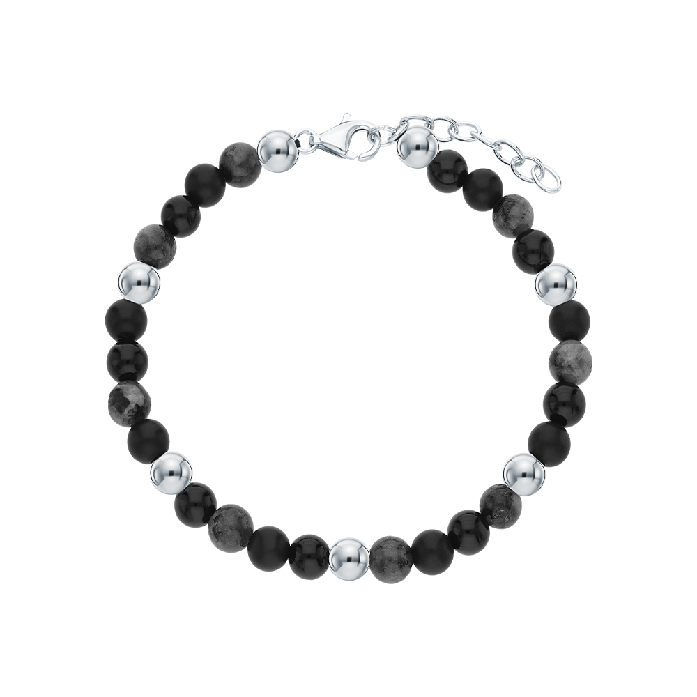 Серебряный браслет с агатами природными и лабрадоритами в Санкт-Петербурге