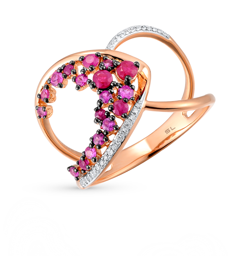Золотое кольцо с рубинами и бриллиантами в Ростовe-на-Дону