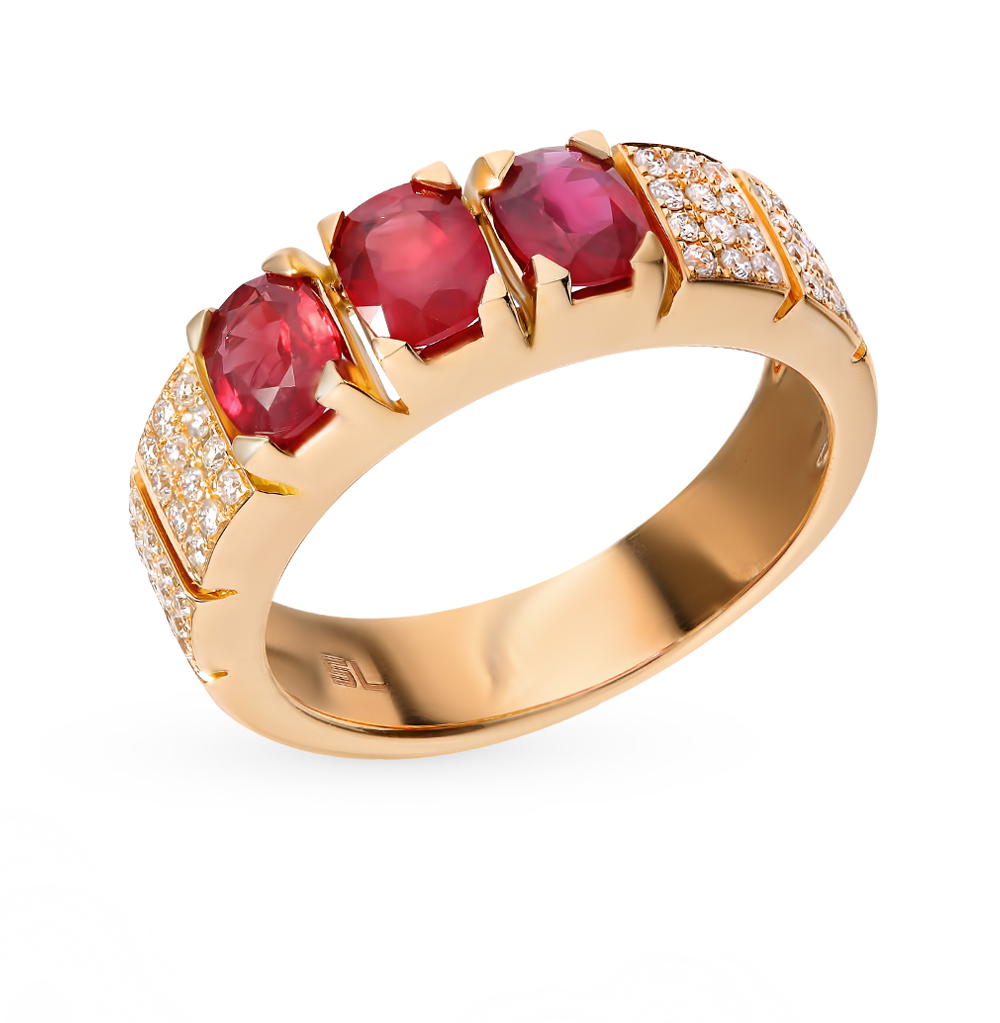 Кольцо золотое женское с рубином