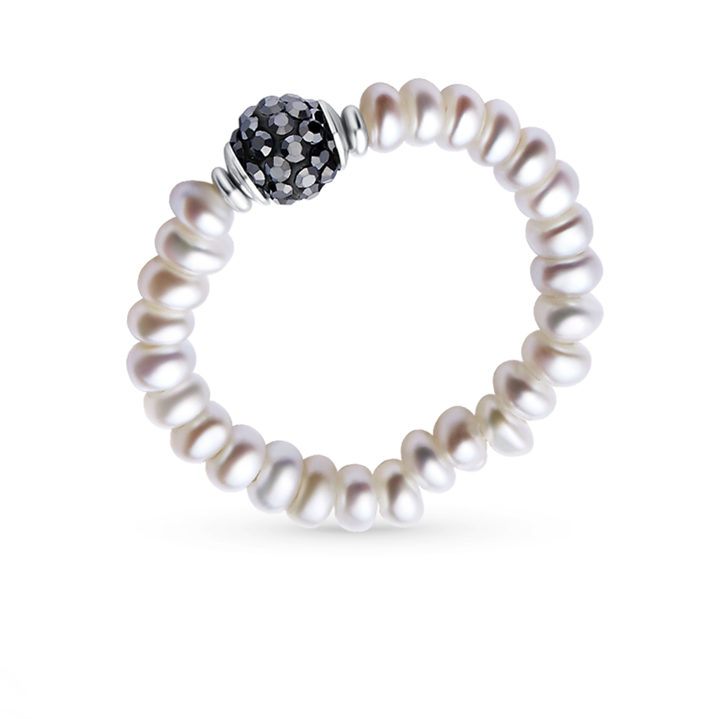 Фото «Металлическое кольцо с жемчугом и алпанитом»