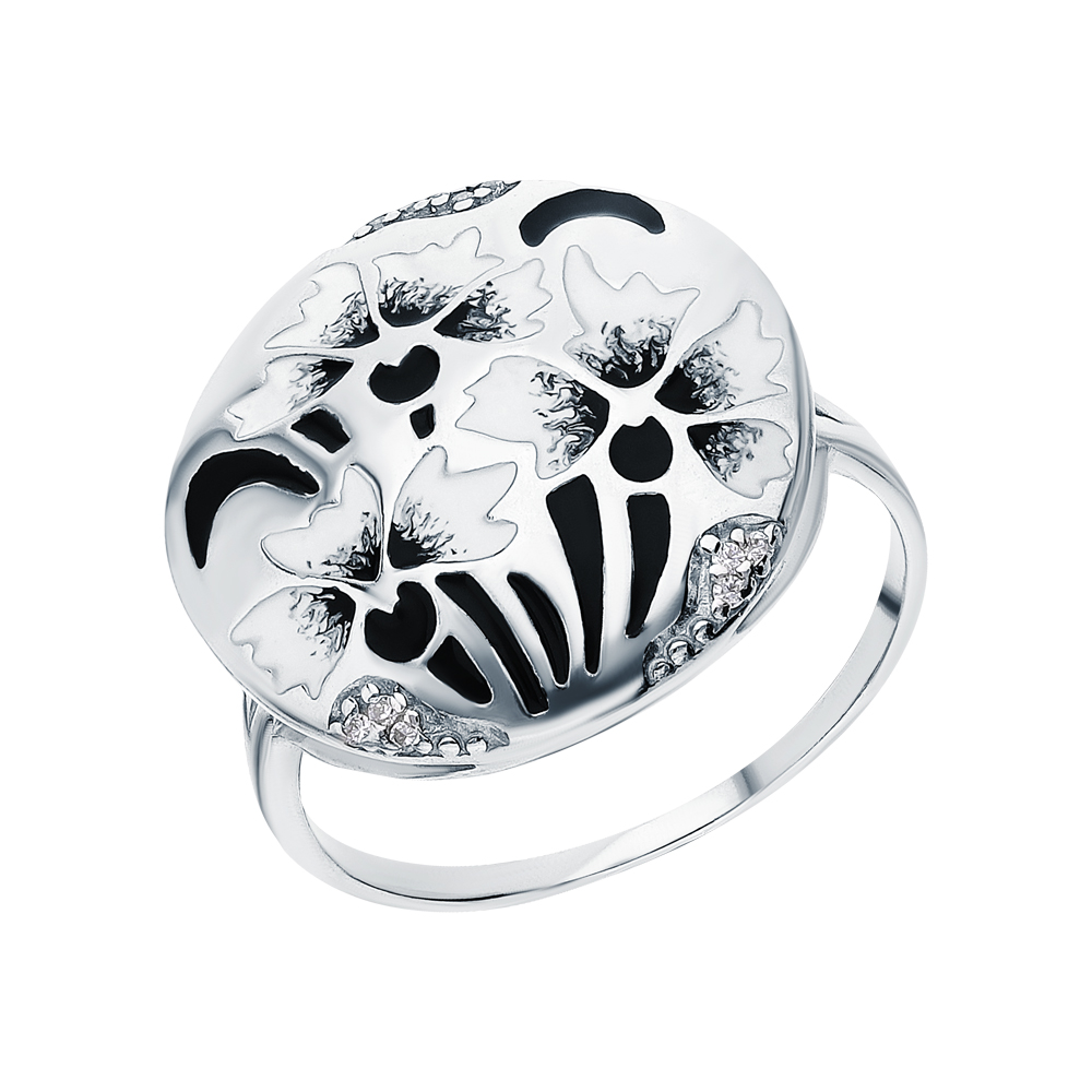 Серебряное кольцо с эмалью и кубическим цирконием в Ростовe-на-Дону