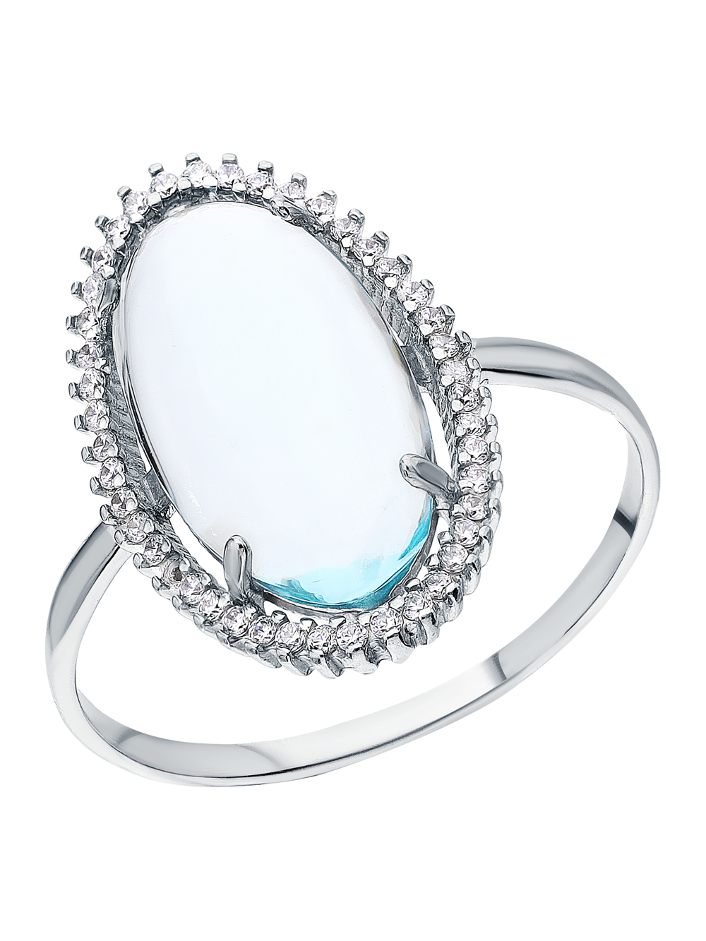 Серебряное кольцо с кубическим цирконием и ситаллами в Санкт-Петербурге
