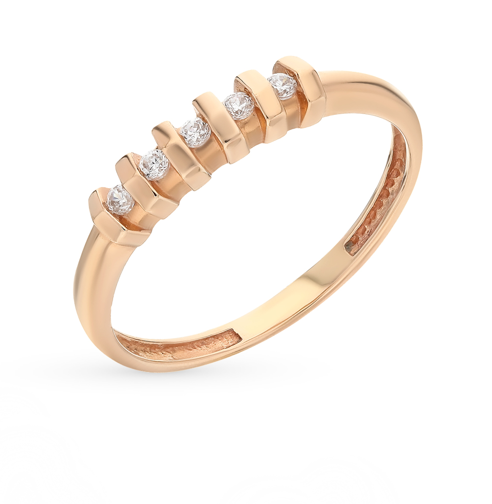 Золотое кольцо с фианитами