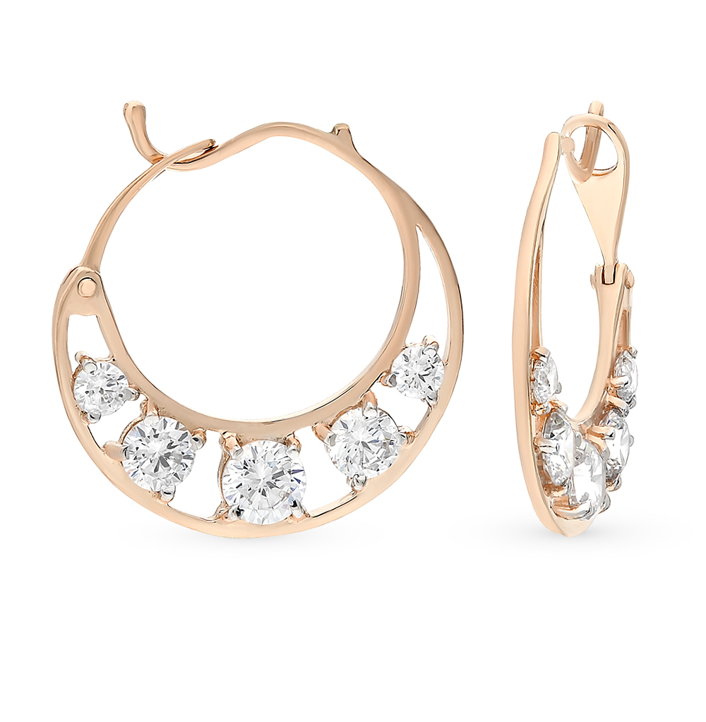 Золотые серьги с фианитами