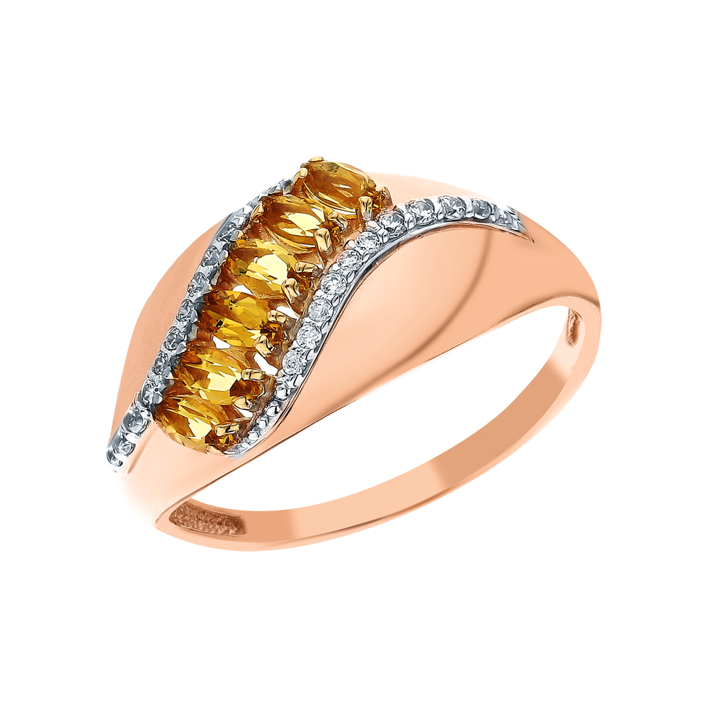 Золотое кольцо с цитринами и фианитами в Самаре