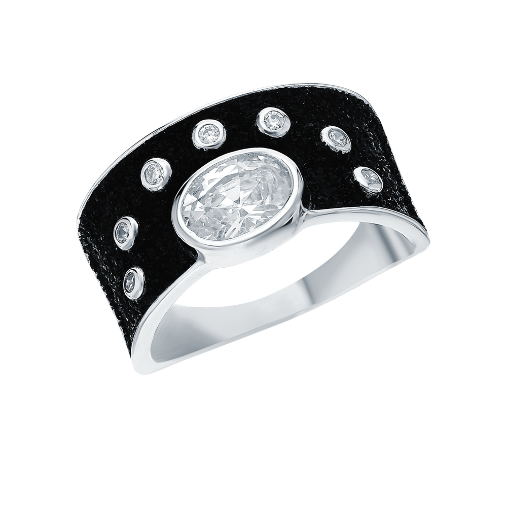 Фото «Серебряное кольцо с кубическим цирконием и глиттером»