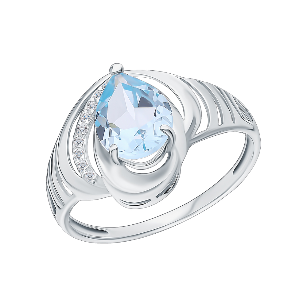 Серебряное кольцо с фианитами и топазами в Санкт-Петербурге
