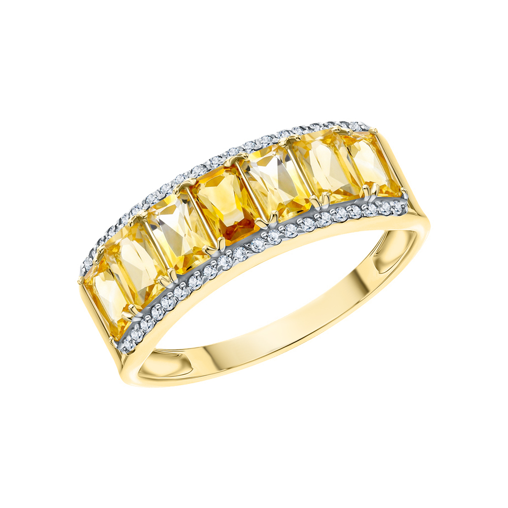 Фото «Золотое кольцо с цитринами и бриллиантами»