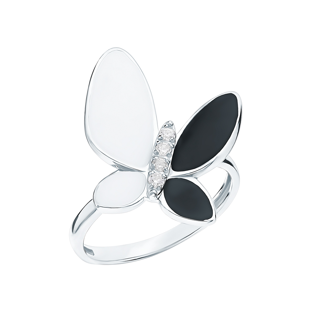 Серебряное кольцо с эмалью и фианитами в Самаре