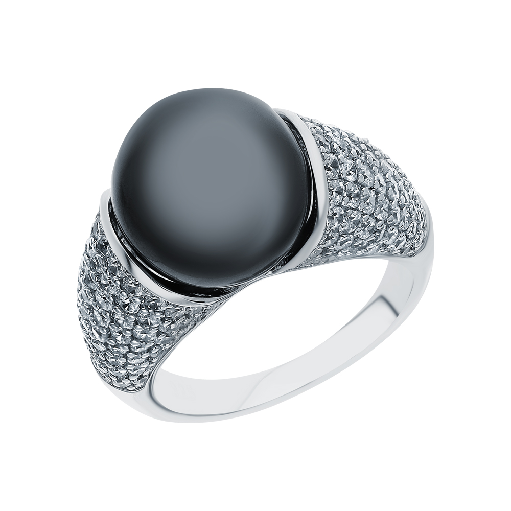 Серебряное кольцо с кубическим цирконием и жемчугом в Самаре