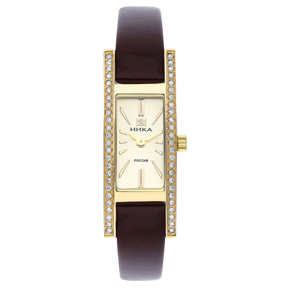 Фото «Женские ювелирные часы в золотом корпусе с инкрустацией бриллиантами»