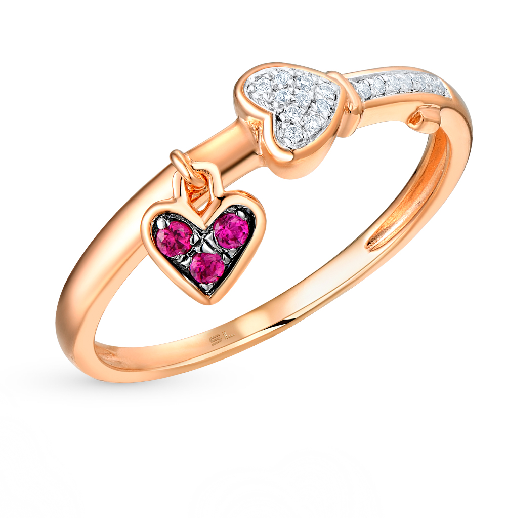 Фото «Золотое кольцо с рубинами и бриллиантами»