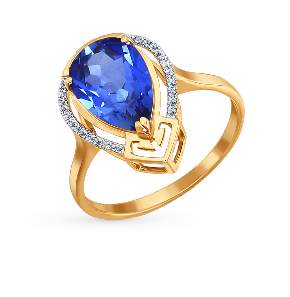 Фото «Золотое кольцо с корундом и бриллиантами SOKOLOV 6012009»