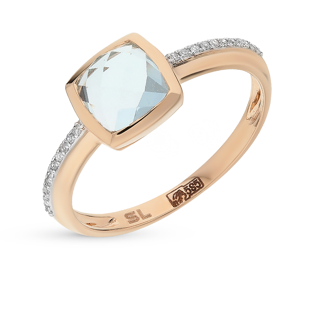 Золотое кольцо с топазом и бриллиантами в Самаре
