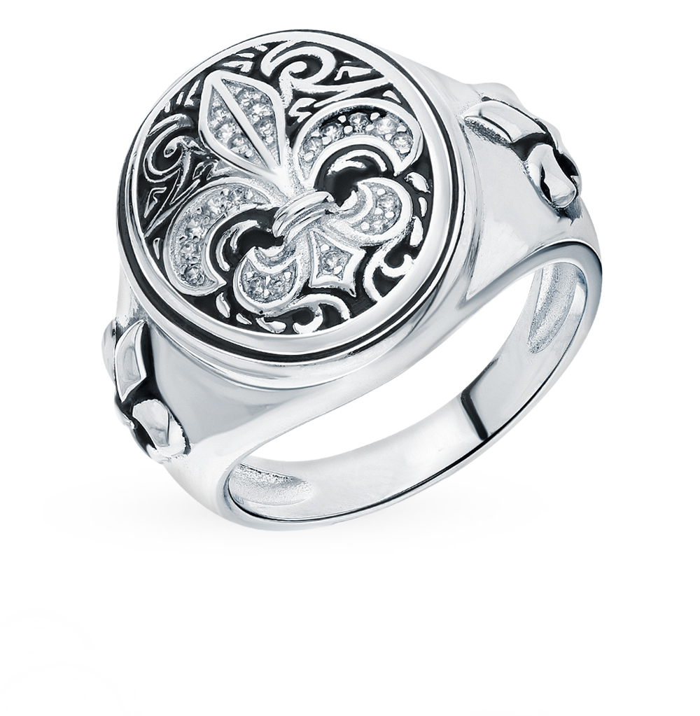 Серебряное кольцо с эмалью и фианитами в Санкт-Петербурге