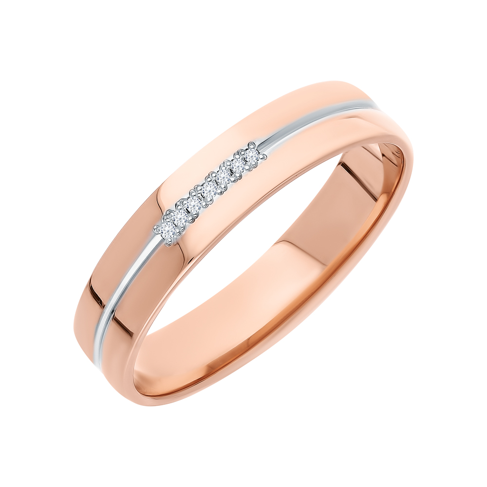Золотое обручальное кольцо с бриллиантами в Ростовe-на-Дону