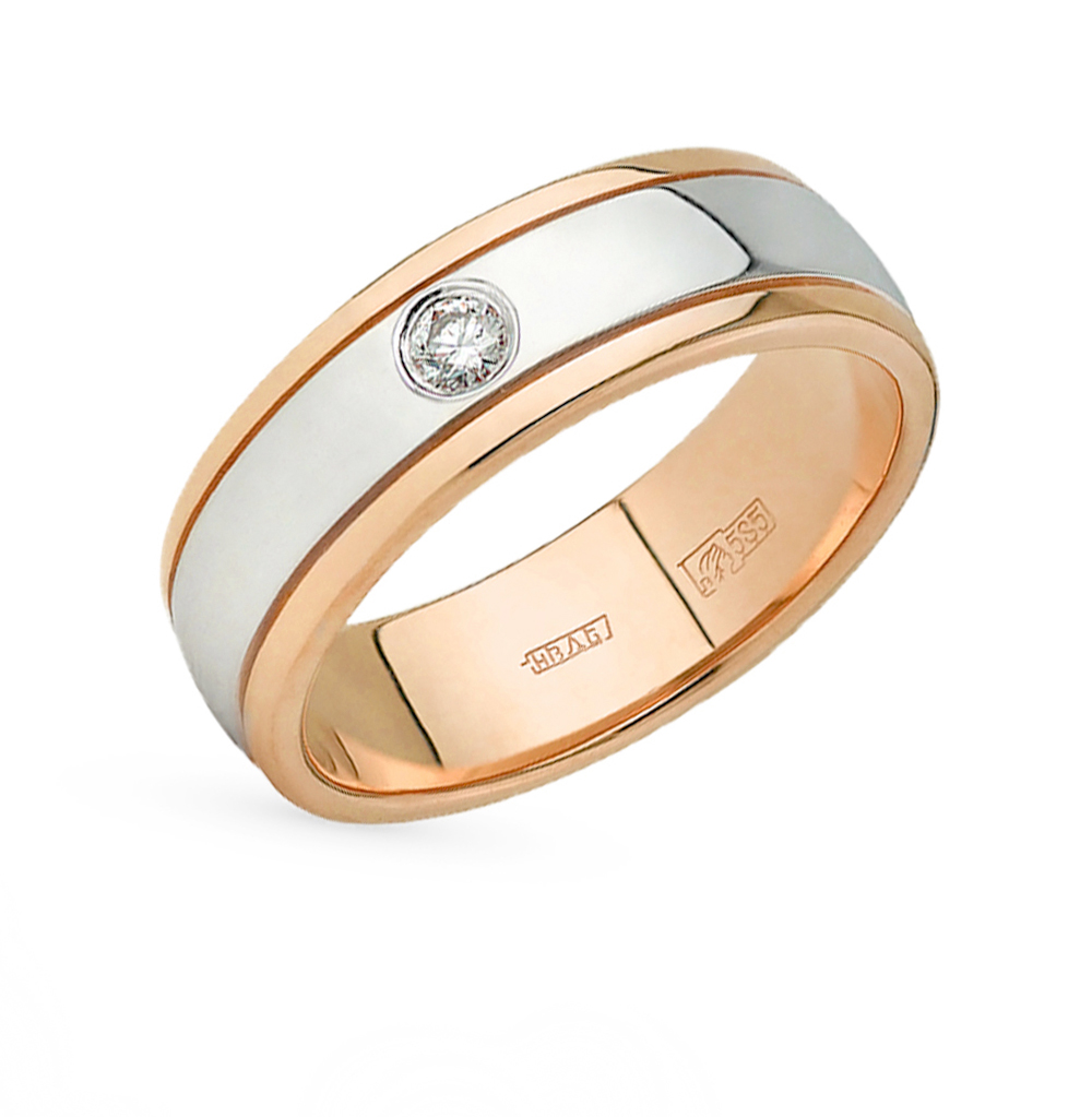 Золотое обручальное кольцо с бриллиантом в Новосибирске