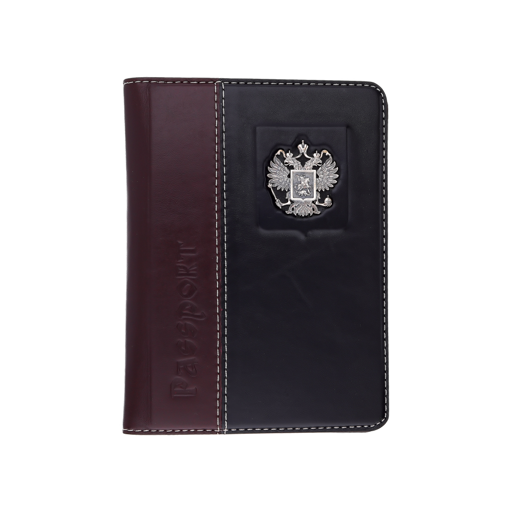 Кожаная обложка для паспорта с серебряной вставкой в Санкт-Петербурге