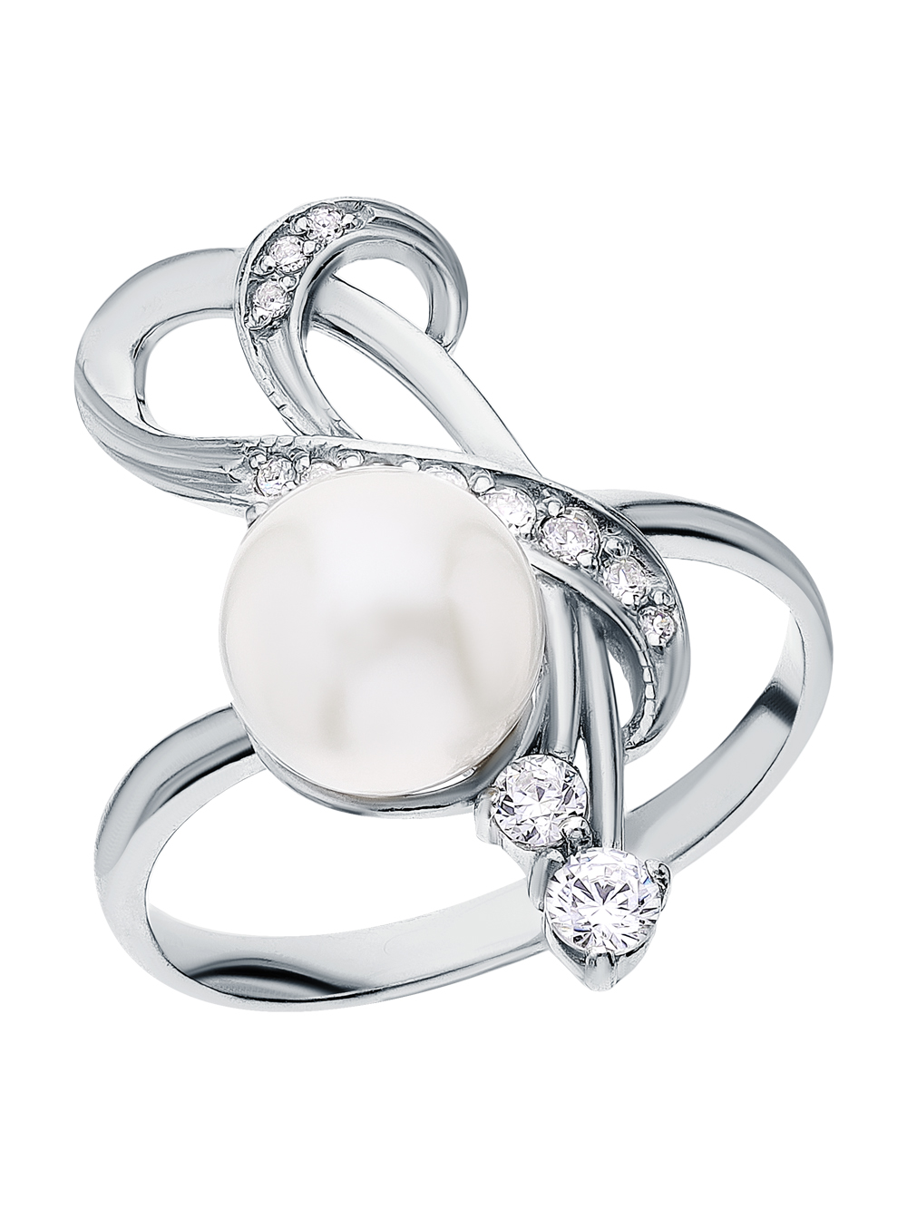 Фото «Серебряное кольцо с жемчугом и кубическим цирконием»