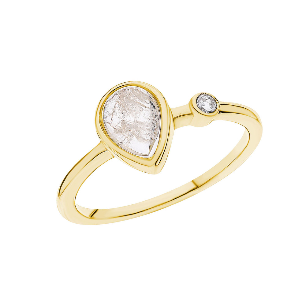 Фото «Серебряное кольцо с фианитами и лунным камнем»