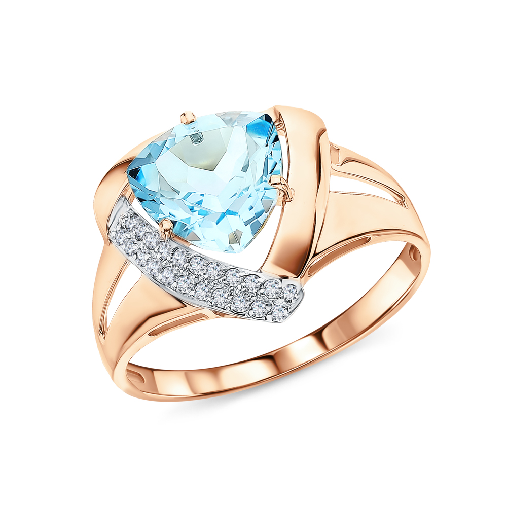 Золотое кольцо с топазами и бриллиантами в Екатеринбурге