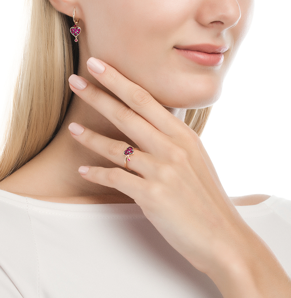 Золотые серьги с рубинами и бриллиантами SERGEY GRIBNYAKOV 8482-C5R-01 ...