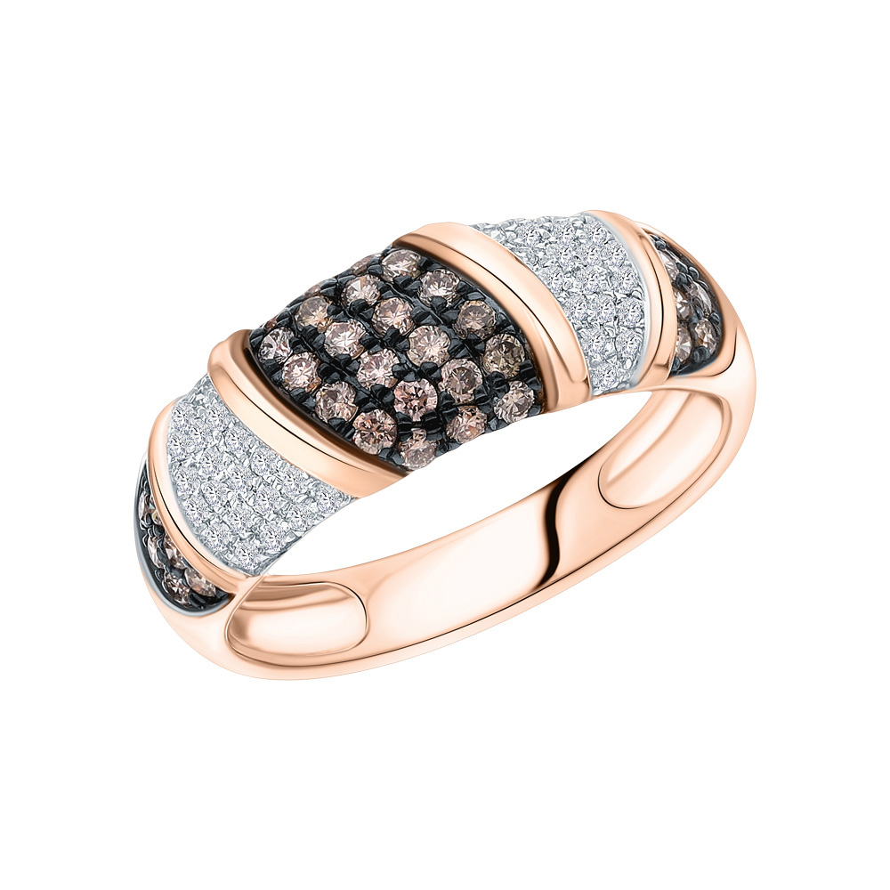 Фото «Золотое кольцо с коньячными бриллиантами и бриллиантами»