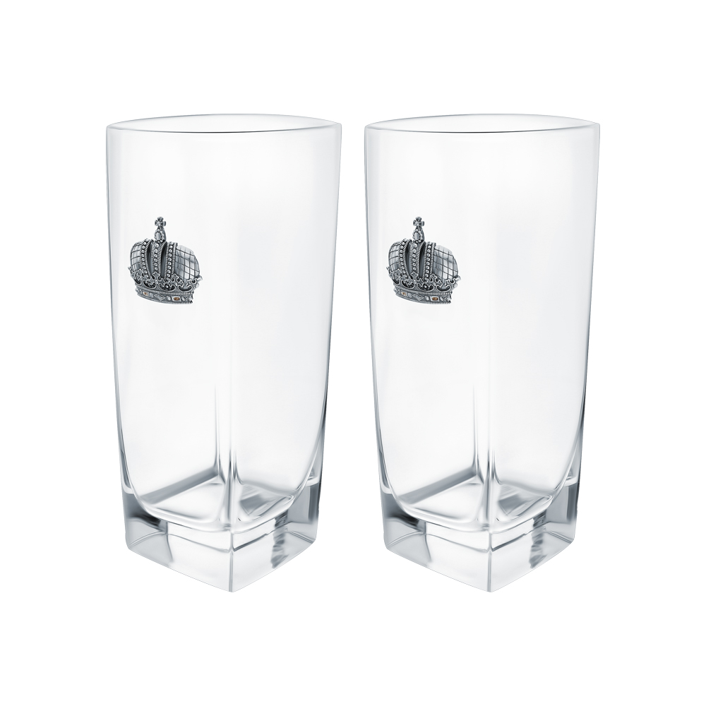 Фото «Стекло набор стаканов с серебряной вставкой»