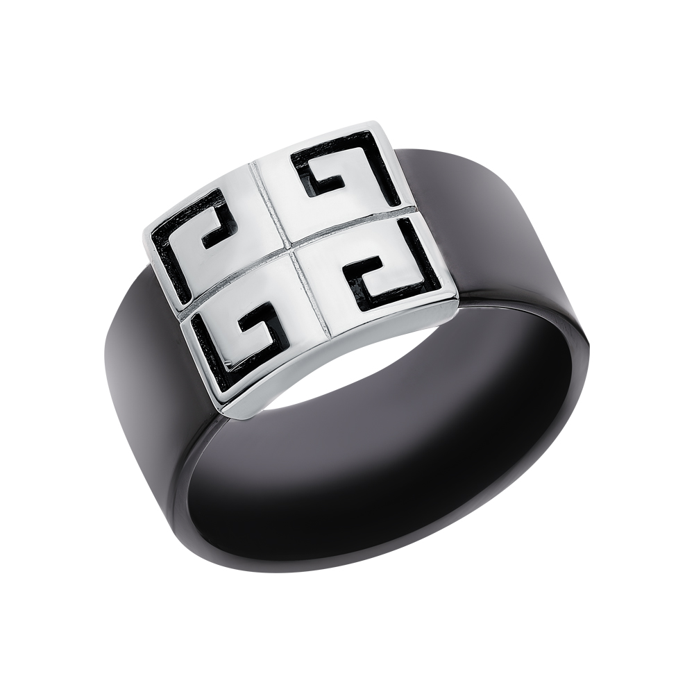 Керамическое кольцо с серебряной вставкой в Краснодаре