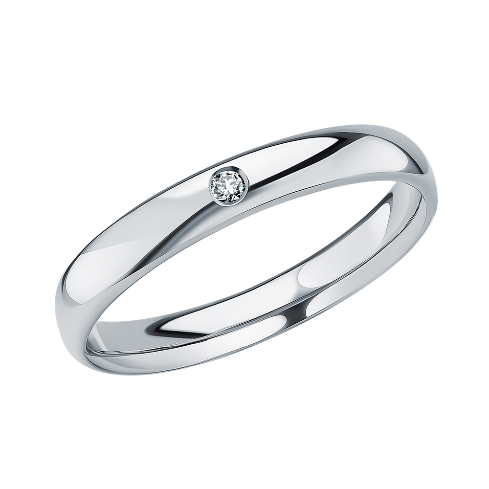 Фото «Платиновое обручальное кольцо с бриллиантом»