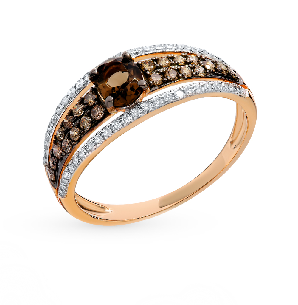 Золотое кольцо с коньячными бриллиантами в Санкт-Петербурге