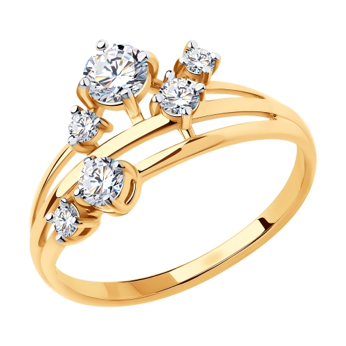 Золотое кольцо с фианитами SOKOLOV 018491 в Краснодаре