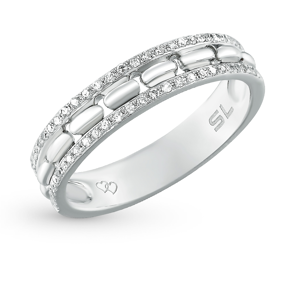 Санлайт кольцо с бриллиантом белое золото
